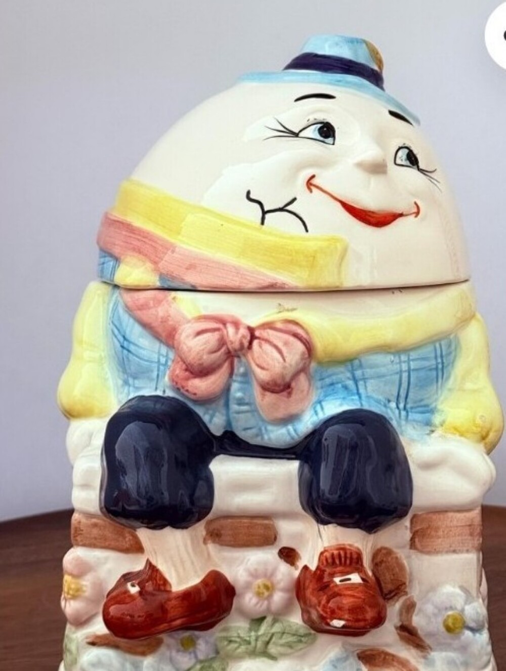 Vintage Ceramic Humpty Dumpty Cookie Jar - Multicolor